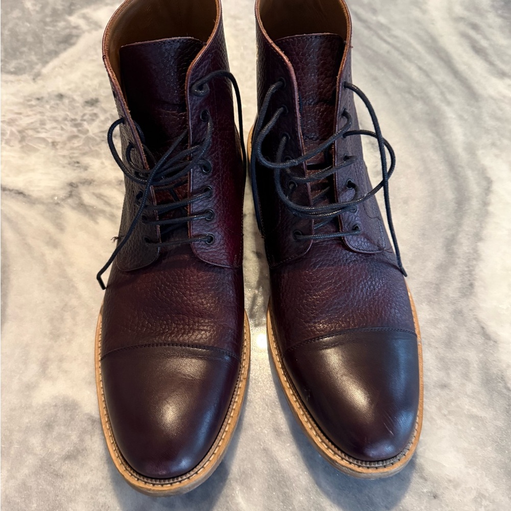 TAFT Jack Boot Burgundy Pebble Grain Leather - Size 46 (US 13)